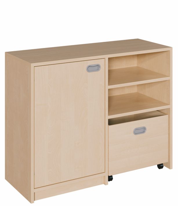 K Schrank 80 x 102 cm, 1 Rollkasten/Regal, 1 Tür re./li.